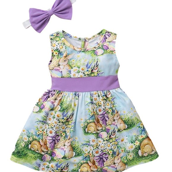 Easter Toddler Dress,  Spring Dress, Sibling Easter Dress, Bunny Dress, - Picture 3 of 3